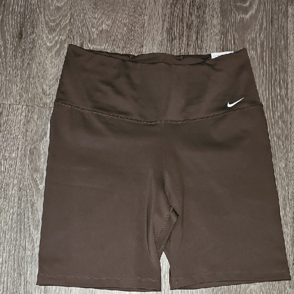 Nike One, Tight Fit,High Rise,7"length Brown Lg Dri Fit Shorts! Nwts